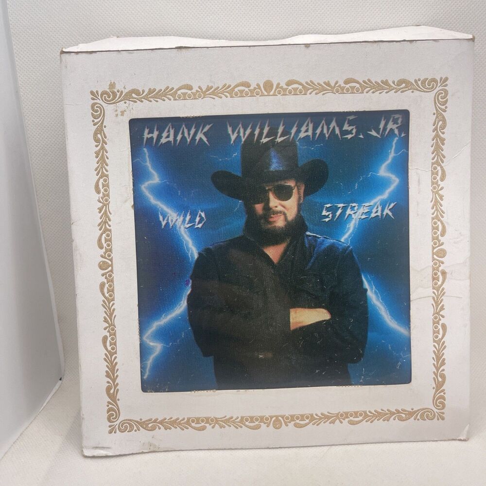 Vintage Hank Williams Jr. Wild streak Glass Carnival Prize Mirror 8”x8”